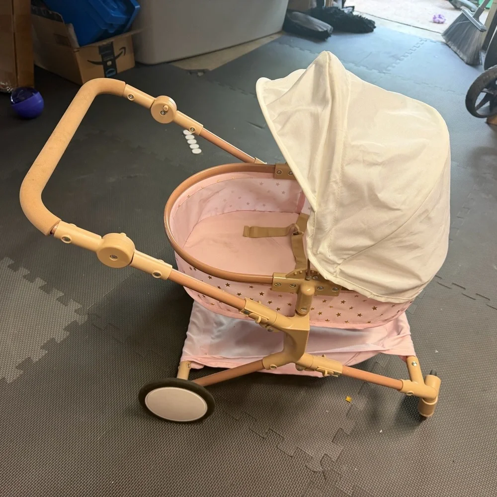 Pink and White Kids Doll Stroller - Picture 2 of 4